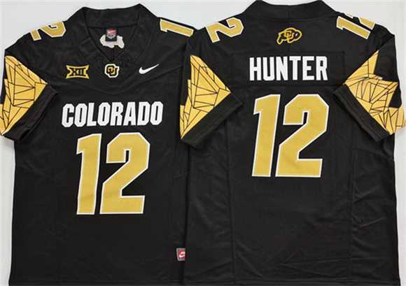 Men%27s Colorado Buffaloes #12 Travis Hunter Black With XII Patch 2025 F.U.S.E. Stitched Football Jersey